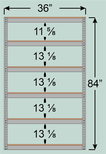 Wide Span Shelving Unit, 36" W x 18" D x 84" H with 6 Particle Board Shelf Levels