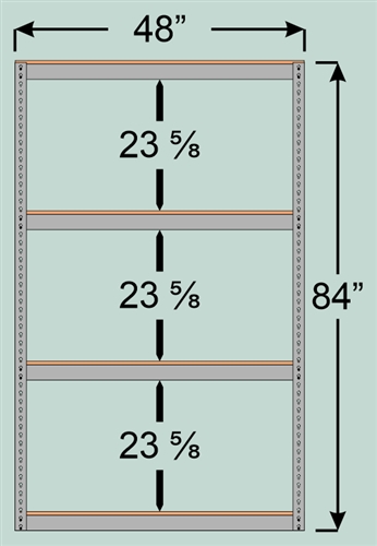 Wide Span Shelving Unit, 48" W x 30" D x 84" H with 4 Particle Board Shelf Levels