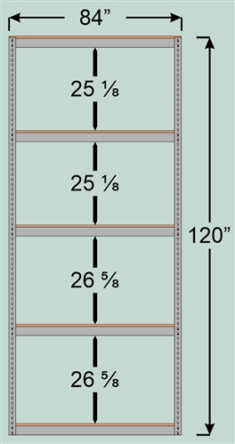 Wide Span Shelving Unit, 84" W x 24" D x 120" H with 5 Particle Board Shelf Levels