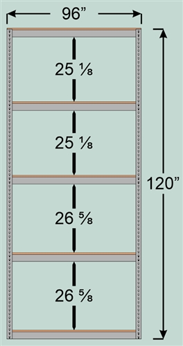 Wide Span Shelving Unit, 96" W x 24" D x 120" H with 5 Particle Board Shelf Levels