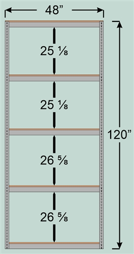 Wide Span Shelving Unit, 48" W x 48" D x 120" H with 5 Particle Board Shelf Levels