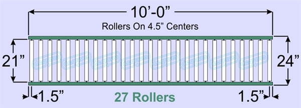 QS-SR20-21-04-10, Steel Gravity Roller Conveyor