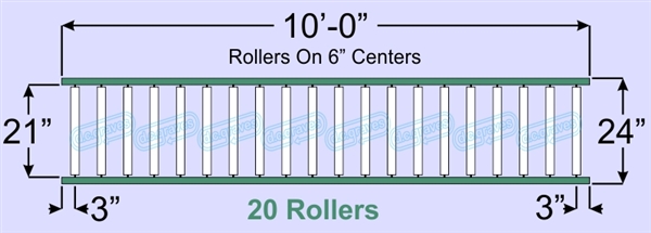 QS-SR20-21-06-10, Steel Gravity Roller Conveyor