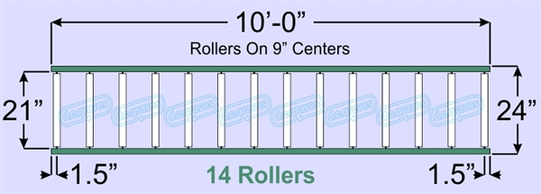 QS-SR20-21-09-10, Steel Gravity Roller Conveyor