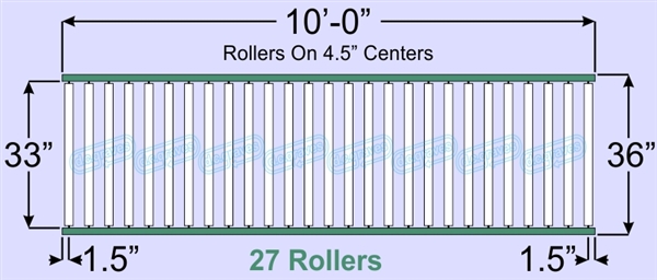 QS-SR20-33-04-10, Steel Gravity Roller Conveyor