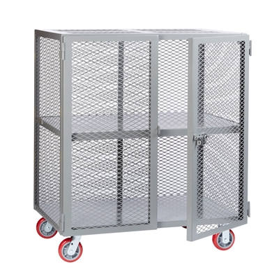 Mesh Security Cart with One Center Shelf