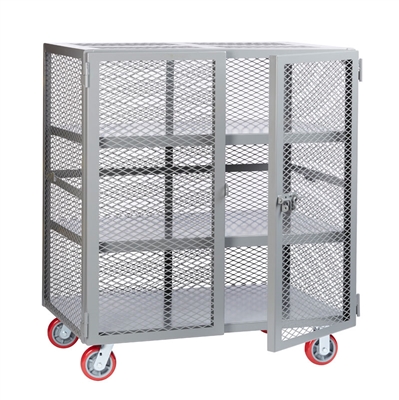 Mesh Security Cart with Two Center Shelves