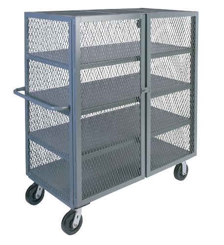 Heavy Duty Mesh Security Cart with Four Shelves