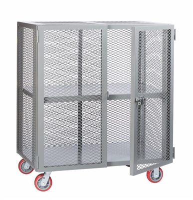 SJ21 - Mesh Security Cart w/ Adjustable Shelf - 24" x 60" Shelf Size