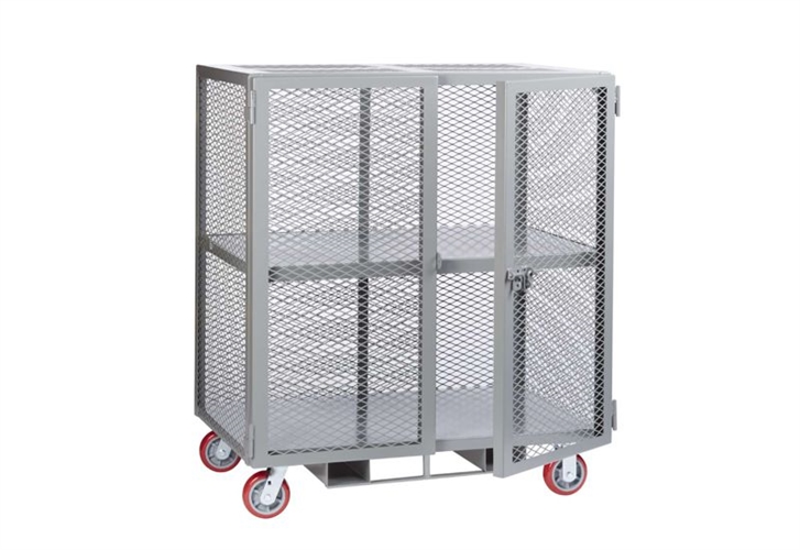 Forkliftable Mesh Storage Locker with One Center Shelf