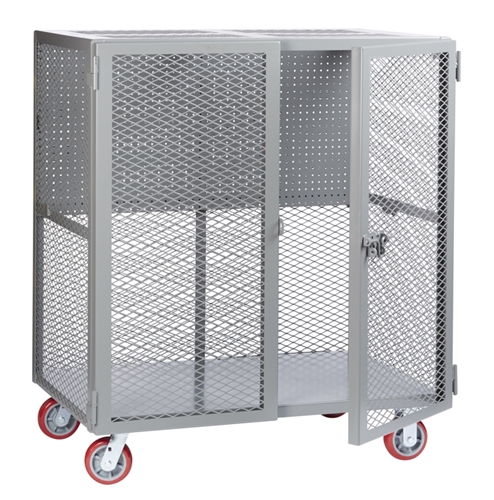 Mesh Security Cart with Pegboard Panel with No Shelves