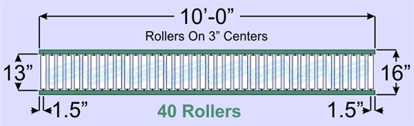 SR40-13-03-10, Steel Gravity Roller Conveyor