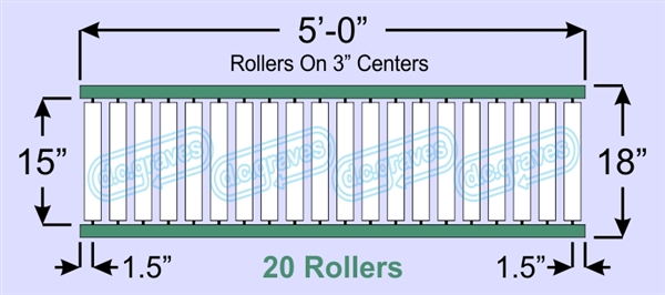 SR50-15-03-05, Steel Gravity Roller Conveyor