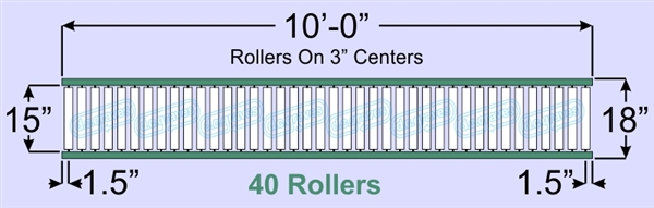 SR40-15-03-10, Steel Gravity Roller Conveyor