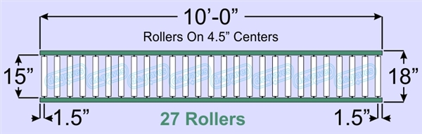 SR40-15-04-10, Steel Gravity Roller Conveyor