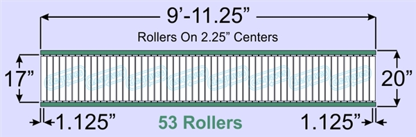 SR20-17-02-10, Steel Gravity Roller Conveyor