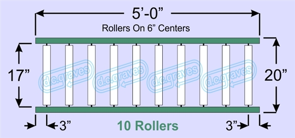 SR50-17-06-05, Steel Gravity Roller Conveyor