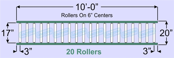 SR20-17-06-10, Steel Gravity Roller Conveyor
