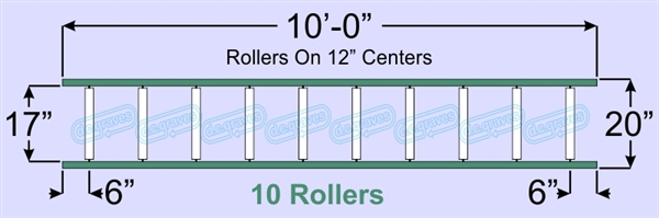SR50-17-12-10, Steel Gravity Roller Conveyor