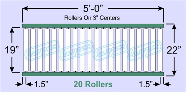 SR50-19-03-05, Steel Gravity Roller Conveyor