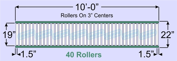 SR40-19-03-10, Steel Gravity Roller Conveyor