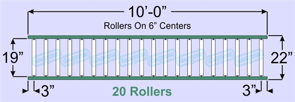 SR20-19-06-10, Steel Gravity Roller Conveyor
