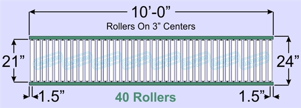 SR50-21-03-10, Steel Gravity Roller Conveyor