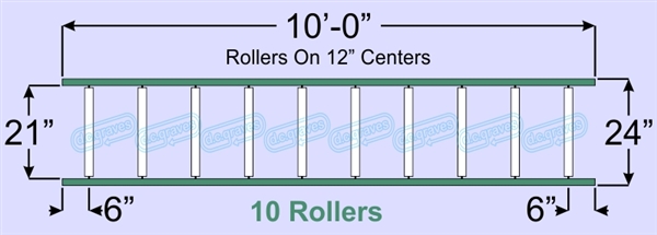SR50-21-12-10, Steel Gravity Roller Conveyor