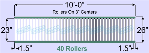 SR40-23-03-10, Steel Gravity Roller Conveyor