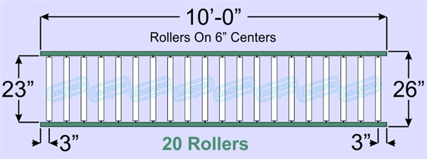 SR20-23-06-10, Steel Gravity Roller Conveyor