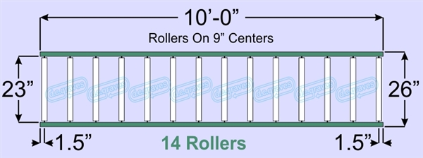 SR20-23-09-10, Steel Gravity Roller Conveyor