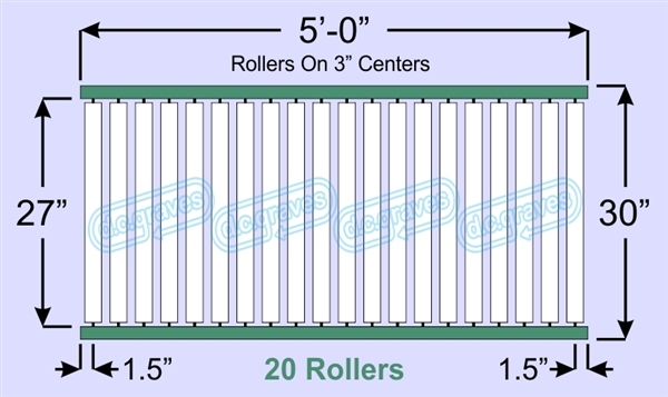 SR50-27-03-05, Steel Gravity Roller Conveyor