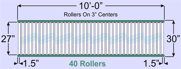 SR40-27-03-10, Steel Gravity Roller Conveyor