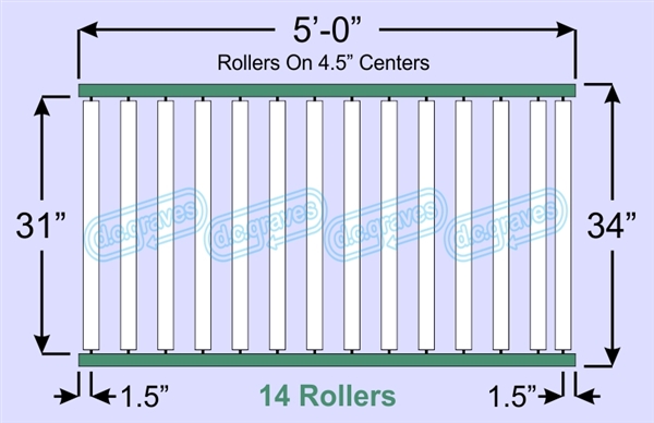 SR40-31-04-05, Steel Gravity Roller Conveyor