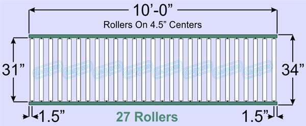 SR50-31-04-10, Steel Gravity Roller Conveyor