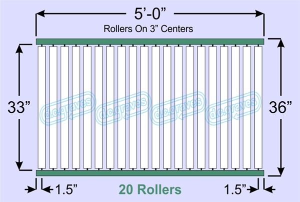 SR20-33-03-05, Steel Gravity Roller Conveyor