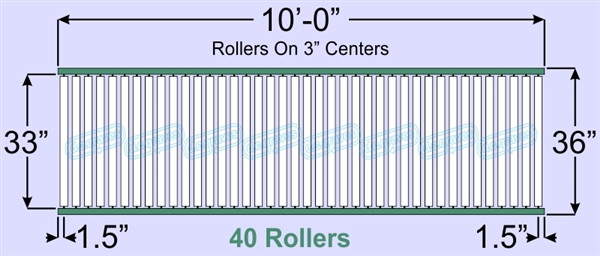 SR50-33-03-10, Steel Gravity Roller Conveyor