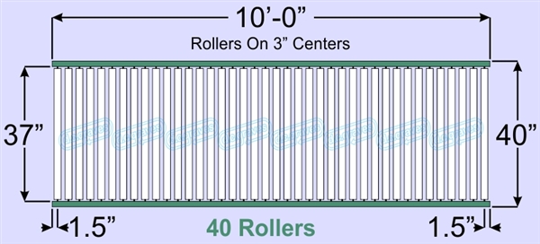 SR20-37-03-10, Steel Gravity Roller Conveyor