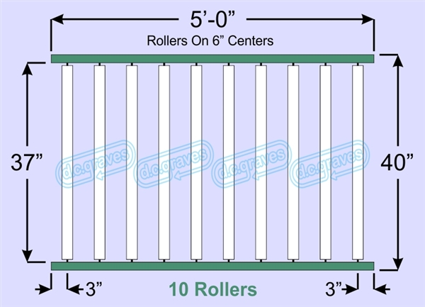 SR50-37-06-05, Steel Gravity Roller Conveyor