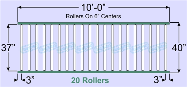 SR50-37-06-10, Steel Gravity Roller Conveyor