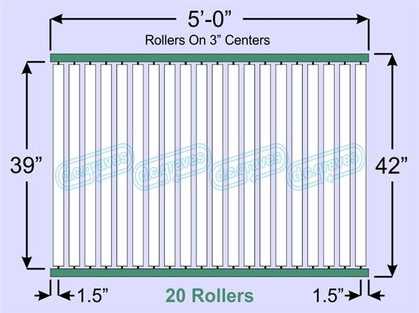 SR40-39-03-05, Steel Gravity Roller Conveyor