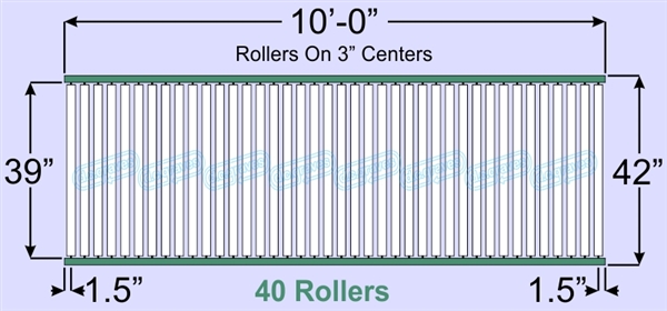 SR50-39-03-10, Steel Gravity Roller Conveyor