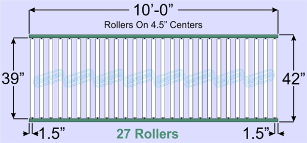 SR50-39-04-10, Steel Gravity Roller Conveyor
