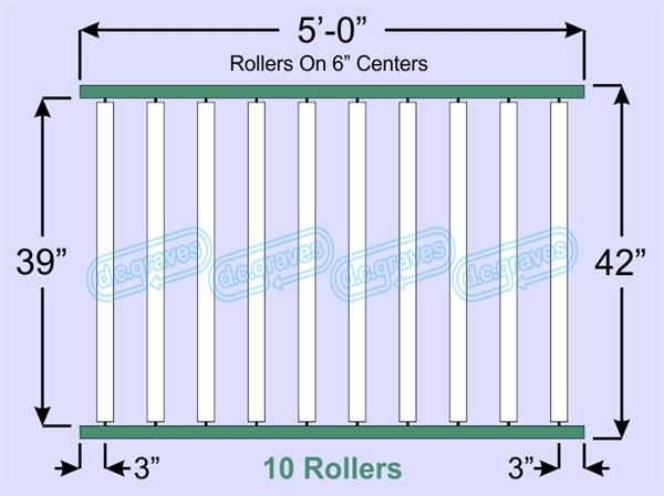 SR50-39-06-05, Steel Gravity Roller Conveyor