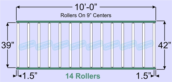 SR20-39-09-10, Steel Gravity Roller Conveyor