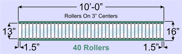SR60-13-03-10, Steel Gravity Roller Conveyor