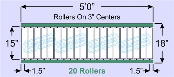 SR60-15-03-05, Steel Gravity Roller Conveyor