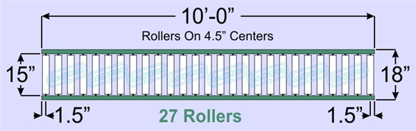 SR60-15-04-10, Steel Gravity Roller Conveyor