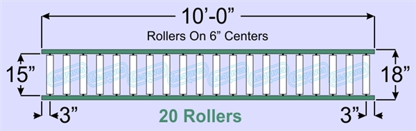SR60-15-06-10, Steel Gravity Roller Conveyor