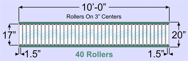 SR60-17-03-10, Steel Gravity Roller Conveyor